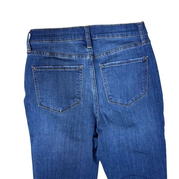 a.n.a High Rise Flare Distressed Jeans Size 4 Tall Dark Denim - Picture 4 of 9